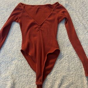 Ribbed V-Neck Bodysuit